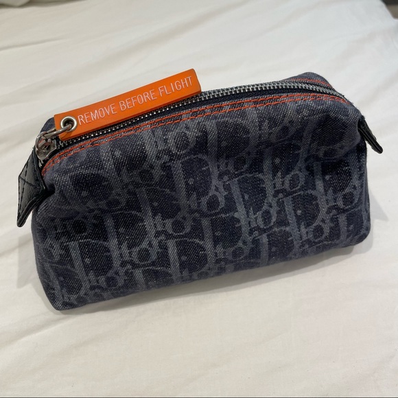Vintage Authentic Dior Blue Dior Oblique Flight Denim Pouch - Picture 3 of 10